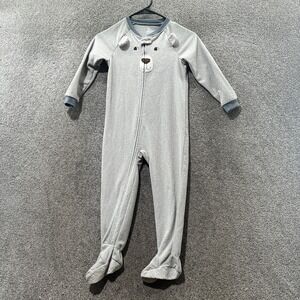 Carters One Piece Pajama‎ Suit Boys Toddler 5T Footed Gray Bear Full Zip